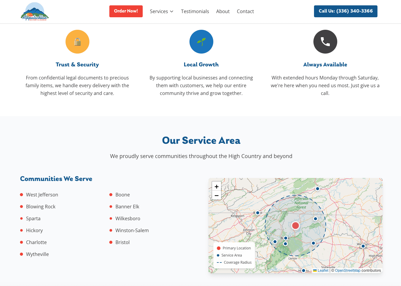 Interactive Service Area Map